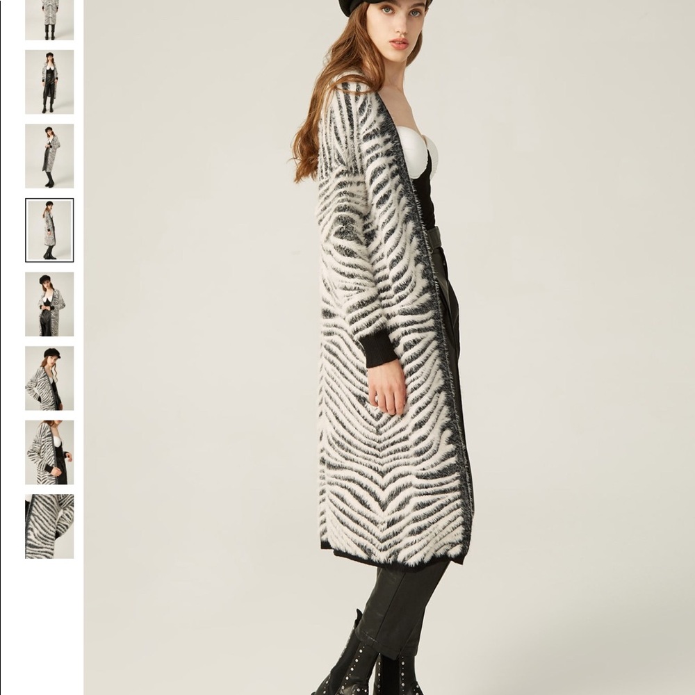 FUZZY LONG ZEBRA CARDIGAN - NWOT